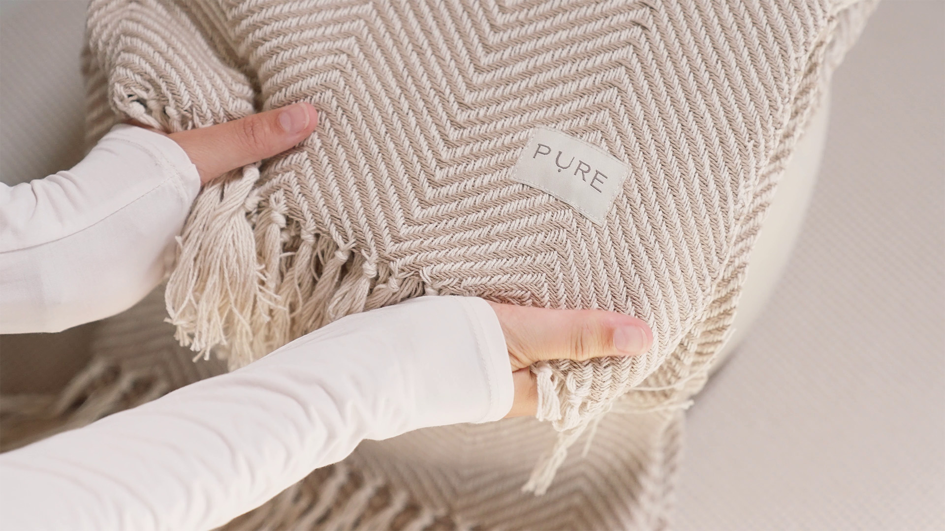 Yoga deken visgraat taupe - Pure